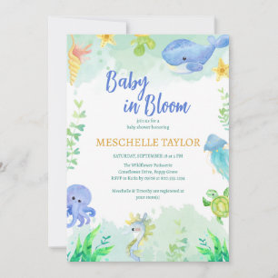 Onder het Zee Blauw Groen Baby shower Kaart
