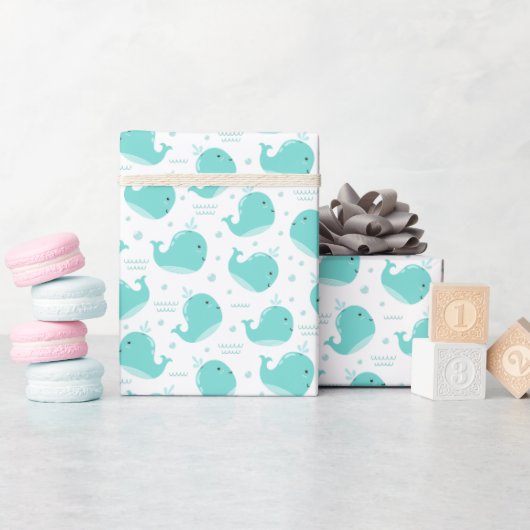 Onder het Zee Blauwe walvissen die zwemmen en met Cadeaupapier (Baby Shower)