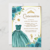 Onder het Zee Blauwgroen Jurk Zeemeermin Gold Quin Kaart (Voorkant)