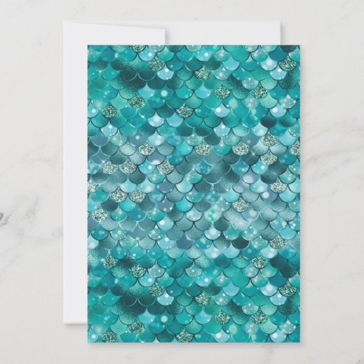 Onder het Zee Blauwgroen Jurk Zeemeermin Gold Quin Kaart (Achterkant)