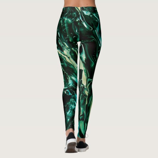 Onder het Zee Blauwgroen Liquid Splash Leggings (Achterkant)