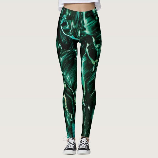 Onder het Zee Blauwgroen Liquid Splash Leggings (Voorkant)