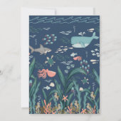 Onder het Zee Blauwgroen Waterverf Oh Baby shower Kaart (Achterkant)