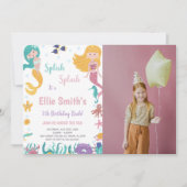 Onder het Zee Blond Zeemeermin Verjaardagsuitnodig Kaart (Voorkant)