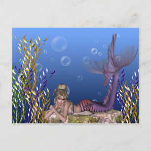 Onder het Zee Blonde Mermaid Fantasy Briefkaarten