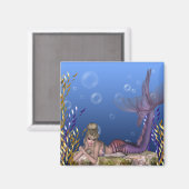 Onder het Zee Blonde Mermaid Fantasy Magnet (Voorkant / Achterkant)