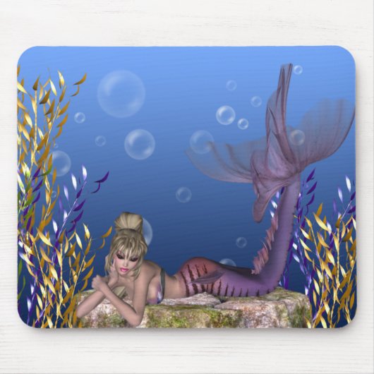 Onder het Zee Blonde Mermaid Fantasy Mousepad Muismat (Voorkant)