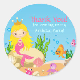 Onder het Zee Blonde Mermaid Hartelijk dank Ronde Sticker