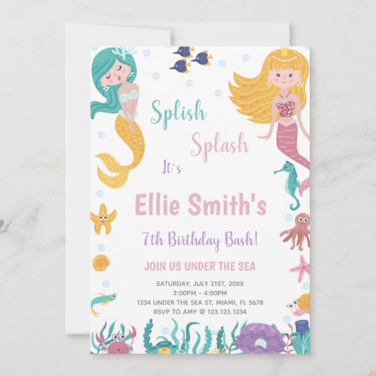  onder het Zee Blonde Zeemeermin Kaart (Voorkant)