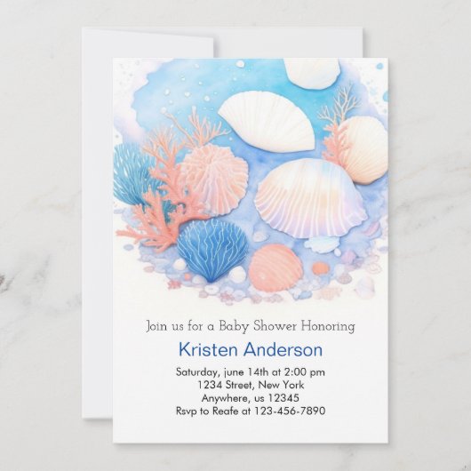 Onder het Zee Blue Adventure Boy Baby shower Kaart (Voorkant)
