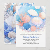 Onder het Zee Blue Adventure Boy Baby shower Kaart (Voorkant / Achterkant)