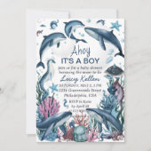 Onder het Zee Blue Ahoy Het is een Boy Baby shower Kaart (Voorkant)