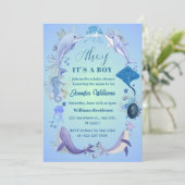 Onder het Zee Blue Ahoy is het een Baby shower van Kaart (Staand voorkant)