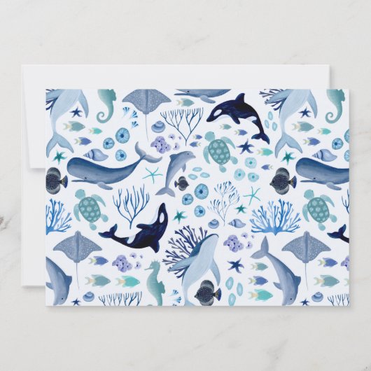 Onder het Zee Blue Ahoy is het een Baby shower van Kaart (Achterkant)