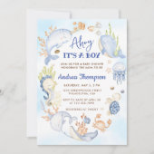 Onder het Zee Blue Ahoy is het een Baby shower van Kaart (Voorkant)