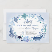 Onder het Zee Blue Ahoy is het een Baby shower van Kaart (Voorkant)