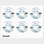 Onder het Zee Blue Ahoy is het een Baby shower van Ronde Sticker (Vel)