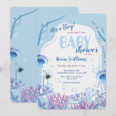 Onder het Zee Blue Baby shower Invitation Kaart (Voorkant / Achterkant)