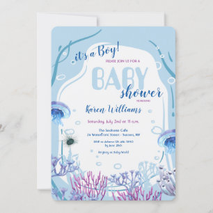Onder het Zee Blue Baby shower Invitation Kaart
