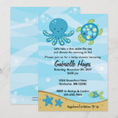 Onder het Zee Blue Baby Shower Invitting Kaart (Voorkant / Achterkant)