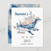 Onder het zee Blue Beach Whale BabyShower (Voorkant / Achterkant)