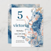 Onder het zee Blue Beach Whale BabyShower (Voorkant / Achterkant)