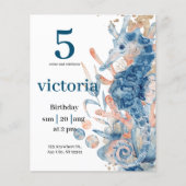 Onder het zee Blue Beach Whale BabyShower (Voorkant)