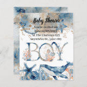 Onder het zee Blue Beach Whale BabyShower (Voorkant / Achterkant)
