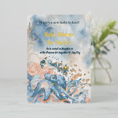 Onder het zee Blue Beach Whale BabyShower Folie Uitnodiging (Staand Voorkant)