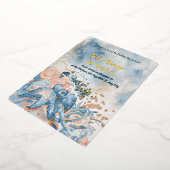 Onder het zee Blue Beach Whale BabyShower Folie Uitnodiging (Gedraaid)