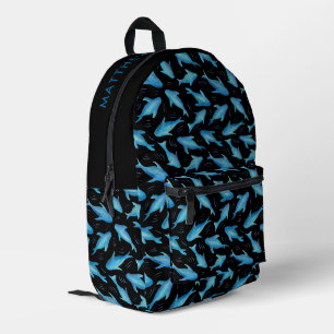 Onder het Zee Blue Black Shark Fish Pattern Bedrukte Rugzak