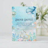 Onder het Zee blue boy Baby shower Luier Raffle Informatiekaartje (Staand voorkant)
