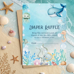 Onder het Zee blue boy Baby shower Luier Raffle Informatiekaartje