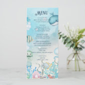 Onder het Zee blue boy Baby shower Menukaart (Staand voorkant)