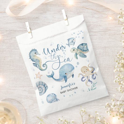 Onder het Zee Blue Boy Waterverf Baby shower Bedankzakje (Geknipt)