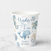 Onder het Zee Blue Boy Waterverf Baby shower Papieren Bekers (Voorkant)