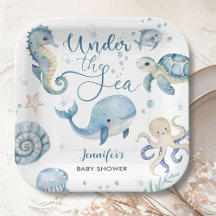 Onder het Zee Blue Boy Waterverf Baby shower