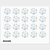Onder het Zee Blue Boy Waterverf Baby shower Ronde Sticker (Vel)