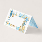 Onder het Zee Blue Gold Blank Table Place Card Kaart (Achterkant)