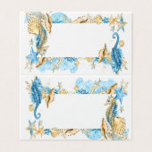 Onder het Zee Blue Gold Blank Table Place Card Kaart (Buitenkant ongevouwen)