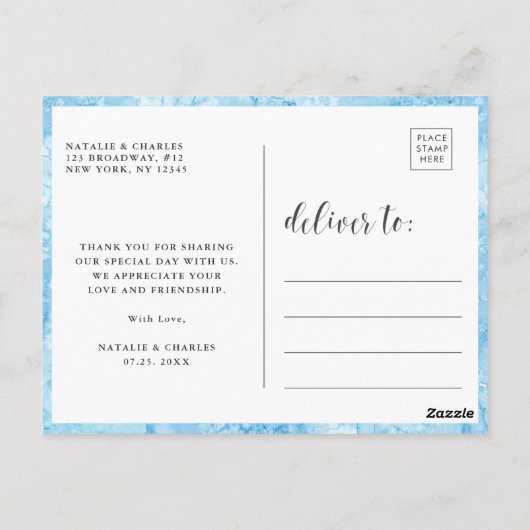 Onder het Zee Blue & Gold Dank u Briefkaart (Achterkant)