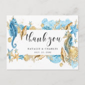 Onder het Zee Blue & Gold Dank u Briefkaart (Voorkant)