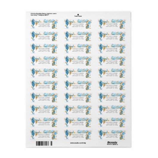 Onder het Zee Blue Gold Retouradres Etiket (Full Sheet)