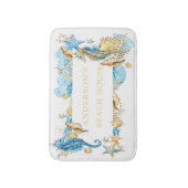 Onder het Zee Blue & Gold Seahorse Beach House Badmat (Voorkant Verticaal)