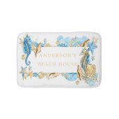 Onder het Zee Blue & Gold Seahorse Beach House Badmat (Voorkant)