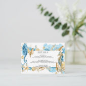 Onder het Zee Blue Gold Summer Wedding Details Informatiekaartje (Staand voorkant)