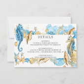 Onder het Zee Blue Gold Summer Wedding Details Kaart (Voorkant)