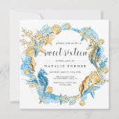 Onder het Zee Blue & Gold Sweet Sixteen Square Kaart (Voorkant)