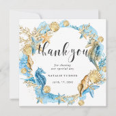 Onder het Zee Blue & Gold Thank You Square Kaart (Voorkant)