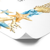 Onder het Zee Blue Gold Wedding Welcome Sign Poster (Hoek)